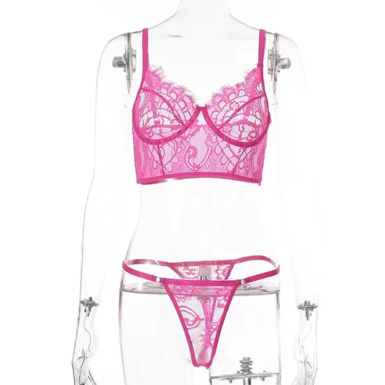 Sexy Floral Lace Underwired Bandeau Split Lingerie Sexy Floral Lace Underwired Bandeau Split Lingerie