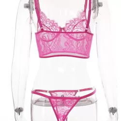 Sexy Floral Lace Underwired Bandeau Split Lingerie
