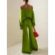 Solid Color Split-Joint Batwing Sleeves Loose Off-The-Shoulder Blouses Solid Color Split-Joint Batwing Sleeves Loose Off-The-Shoulder Blouses