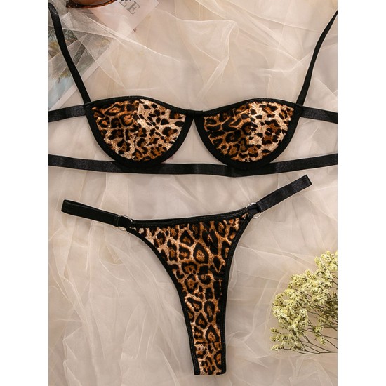 Sexy Leopard Print Hollow Bandage Erotic Lingerie Sexy Leopard Print Hollow Bandage Erotic Lingerie