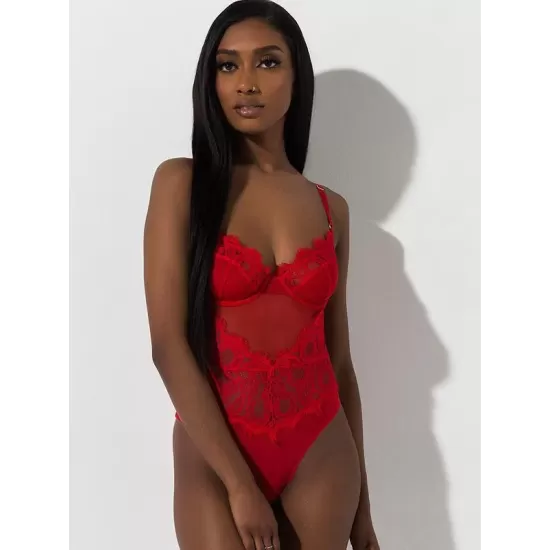 Eyelash Lace Underwired One-Piece Bodysuit Lingerie Eyelash Lace Underwired One-Piece Bodysuit Lingerie