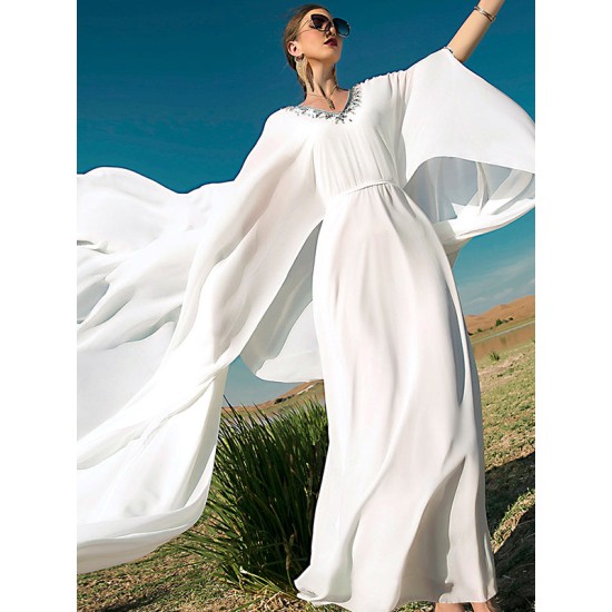White V-Neck Evening Dress White V-Neck Evening Dress