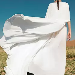 White V-Neck Evening Dress