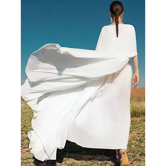 White V-Neck Evening Dress White V-Neck Evening Dress