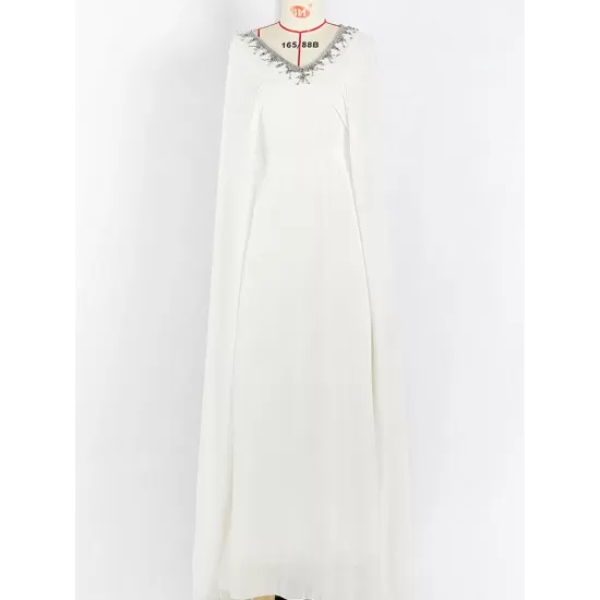 White V-Neck Evening Dress White V-Neck Evening Dress
