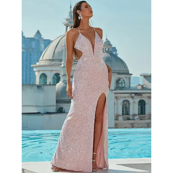 Evening Wrap Sequined Backless Dress Evening Wrap Sequined Backless Dress