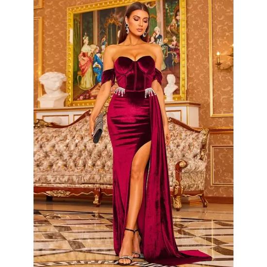 Evening Wrap Backless Solid One-Shoulder Dress Evening Wrap Backless Solid One-Shoulder Dress