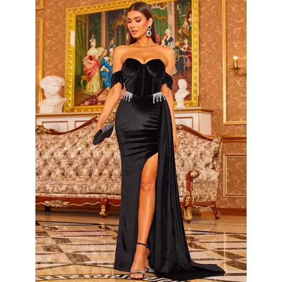 Evening Wrap Backless Solid One-Shoulder Dress Evening Wrap Backless Solid One-Shoulder Dress