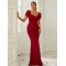 Evening Wrap Solid V-Neck Dress