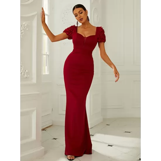 Evening Wrap Solid V-Neck Dress Evening Wrap Solid V-Neck Dress