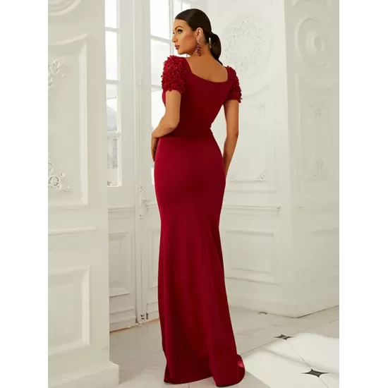 Evening Wrap Solid V-Neck Dress Evening Wrap Solid V-Neck Dress