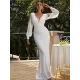 Evening Long Sleeves Wrap Solid V-Neck Dress Evening Long Sleeves Wrap Solid V-Neck Dress