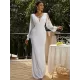 Evening Long Sleeves Wrap Solid V-Neck Dress Evening Long Sleeves Wrap Solid V-Neck Dress