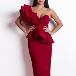 Evening Irregularity Backless Solid Dress