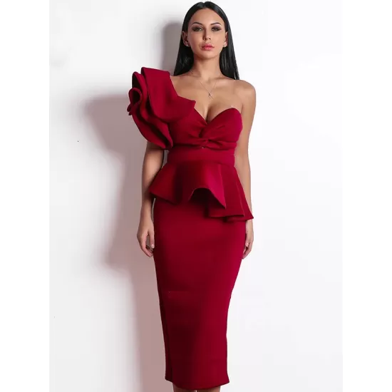 Evening Irregularity Backless Solid Dress Evening Irregularity Backless Solid Dress