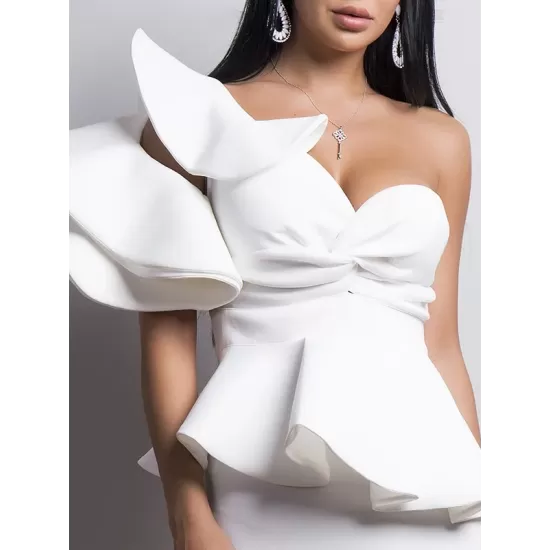 Evening Irregularity Backless Solid Dress Evening Irregularity Backless Solid Dress