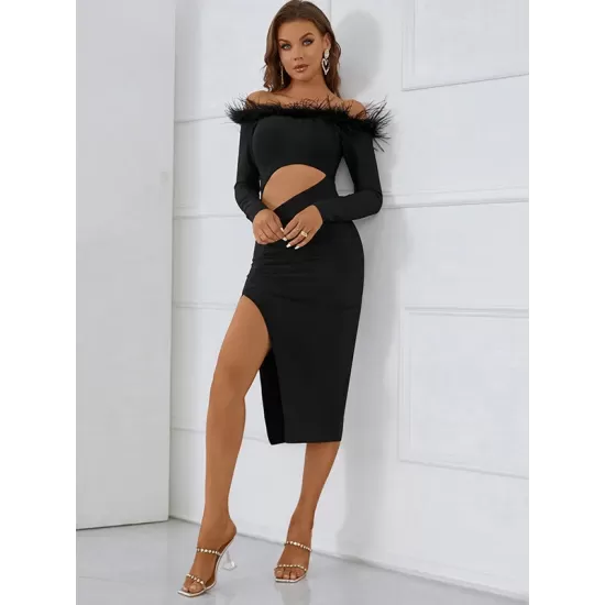 Evening Wrap Solid Color Patchwork One-Shoulder Dress Evening Wrap Solid Color Patchwork One-Shoulder Dress