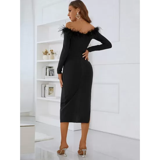 Evening Wrap Solid Color Patchwork One-Shoulder Dress Evening Wrap Solid Color Patchwork One-Shoulder Dress