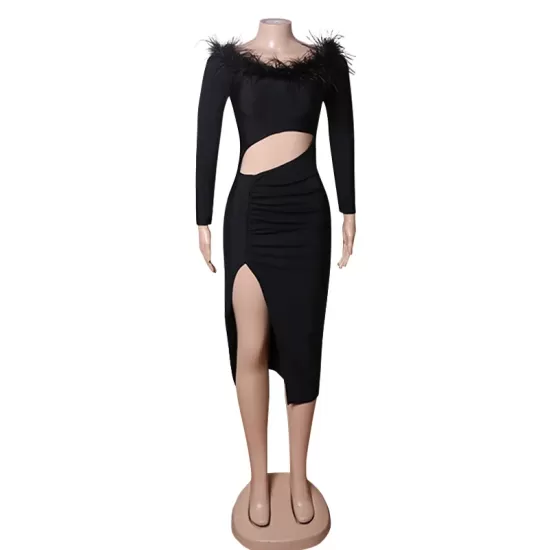 Evening Wrap Solid Color Patchwork One-Shoulder Dress Evening Wrap Solid Color Patchwork One-Shoulder Dress
