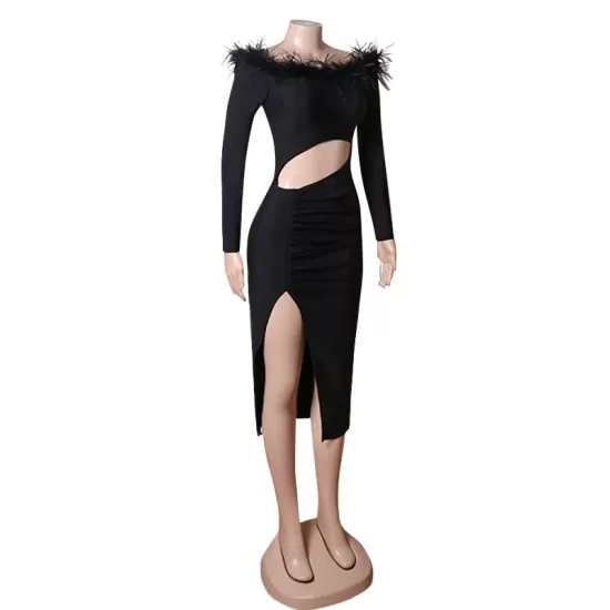Evening Wrap Solid Color Patchwork One-Shoulder Dress Evening Wrap Solid Color Patchwork One-Shoulder Dress