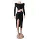 Evening Wrap Solid Color Patchwork One-Shoulder Dress Evening Wrap Solid Color Patchwork One-Shoulder Dress