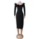 Evening Wrap Solid Color Patchwork One-Shoulder Dress Evening Wrap Solid Color Patchwork One-Shoulder Dress