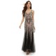 Evening Sleeveless Embroidered Solid Color V-Neck Maxi Dress Evening Sleeveless Embroidered Solid Color V-Neck Maxi Dress