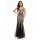 Evening Sleeveless Embroidered Solid Color V-Neck Maxi Dress Evening Sleeveless Embroidered Solid Color V-Neck Maxi Dress