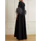 Elegant Simple Black And White Feather Long Sleeve Party Dress Elegant Simple Black And White Feather Long Sleeve Party Dress