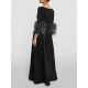 Elegant Simple Black And White Feather Long Sleeve Party Dress Elegant Simple Black And White Feather Long Sleeve Party Dress