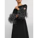 Elegant Simple Black And White Feather Long Sleeve Party Dress Elegant Simple Black And White Feather Long Sleeve Party Dress