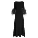 Elegant Simple Black And White Feather Long Sleeve Party Dress Elegant Simple Black And White Feather Long Sleeve Party Dress