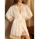 Breathable Flexible Smooth Split-Joint Long Sleeves Loose Deep V-Neck Robes Breathable Flexible Smooth Split-Joint Long Sleeves Loose Deep V-Neck Robes