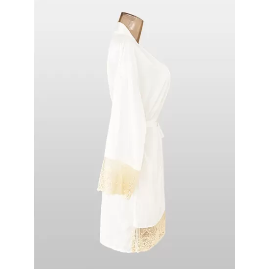 Breathable Flexible Smooth Split-Joint Long Sleeves Loose Deep V-Neck Robes Breathable Flexible Smooth Split-Joint Long Sleeves Loose Deep V-Neck Robes