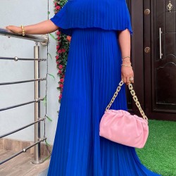 Wrap Pleated Solid Color Off-The-Shoulder Evening Dresses
