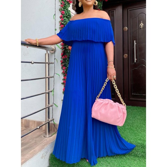 Wrap Pleated Solid Color Off-The-Shoulder Evening Dresses Wrap Pleated Solid Color Off-The-Shoulder Evening Dresses