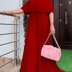 Wrap Pleated Solid Color Off-The-Shoulder Evening Dresses