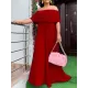 Wrap Pleated Solid Color Off-The-Shoulder Evening Dresses Wrap Pleated Solid Color Off-The-Shoulder Evening Dresses