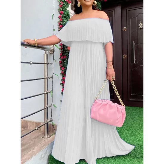 Wrap Pleated Solid Color Off-The-Shoulder Evening Dresses Wrap Pleated Solid Color Off-The-Shoulder Evening Dresses