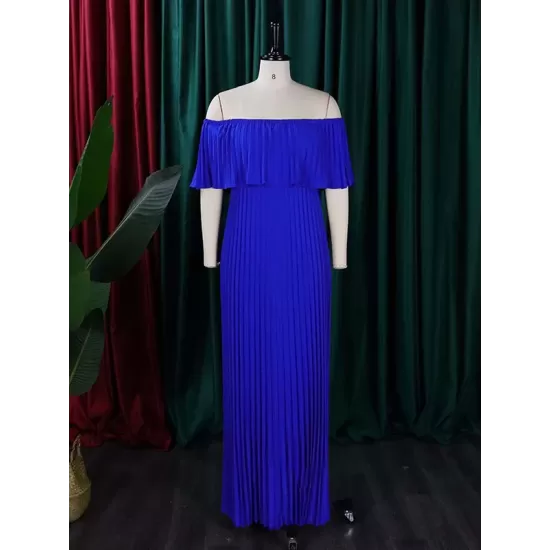 Wrap Pleated Solid Color Off-The-Shoulder Evening Dresses Wrap Pleated Solid Color Off-The-Shoulder Evening Dresses