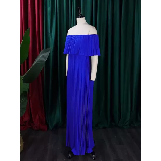 Wrap Pleated Solid Color Off-The-Shoulder Evening Dresses Wrap Pleated Solid Color Off-The-Shoulder Evening Dresses