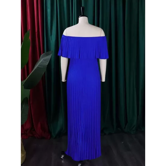 Wrap Pleated Solid Color Off-The-Shoulder Evening Dresses Wrap Pleated Solid Color Off-The-Shoulder Evening Dresses