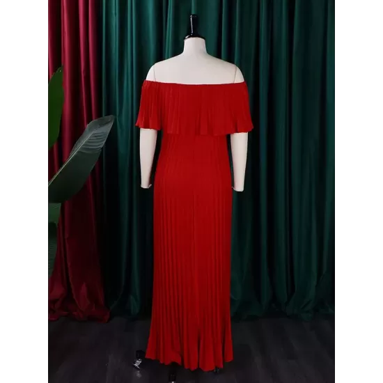 Wrap Pleated Solid Color Off-The-Shoulder Evening Dresses Wrap Pleated Solid Color Off-The-Shoulder Evening Dresses