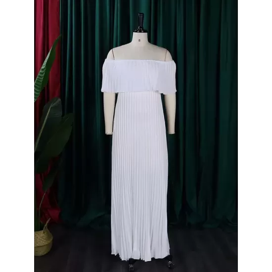 Wrap Pleated Solid Color Off-The-Shoulder Evening Dresses Wrap Pleated Solid Color Off-The-Shoulder Evening Dresses