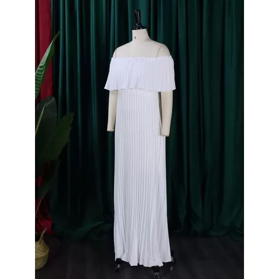 Wrap Pleated Solid Color Off-The-Shoulder Evening Dresses Wrap Pleated Solid Color Off-The-Shoulder Evening Dresses
