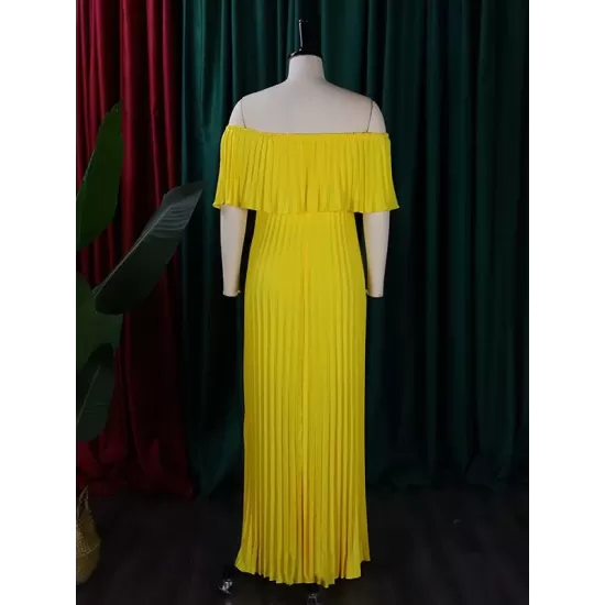 Wrap Pleated Solid Color Off-The-Shoulder Evening Dresses Wrap Pleated Solid Color Off-The-Shoulder Evening Dresses