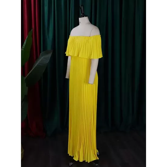 Wrap Pleated Solid Color Off-The-Shoulder Evening Dresses Wrap Pleated Solid Color Off-The-Shoulder Evening Dresses