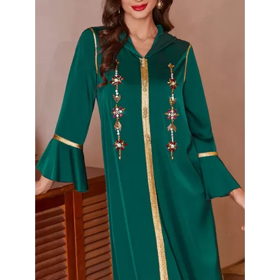 Rhine Stones Split-Front A-Line Flared Sleeves V-Neck Maxi Dresses Rhine Stones Split-Front A-Line Flared Sleeves V-Neck Maxi Dresses