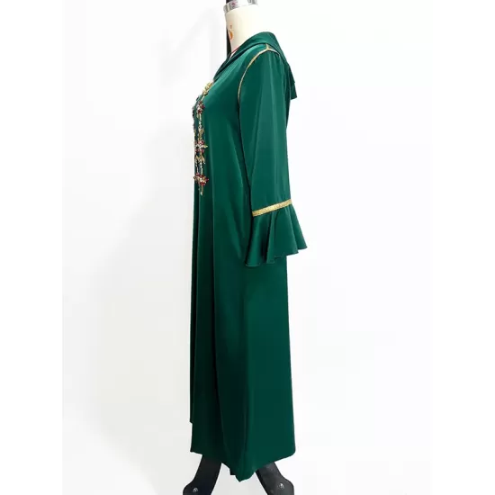 Rhine Stones Split-Front A-Line Flared Sleeves V-Neck Maxi Dresses Rhine Stones Split-Front A-Line Flared Sleeves V-Neck Maxi Dresses