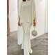 Batwing Sleeves Pearl Solid Color Round-Neck Shirts&Skirts Suits Batwing Sleeves Pearl Solid Color Round-Neck Shirts&Skirts Suits